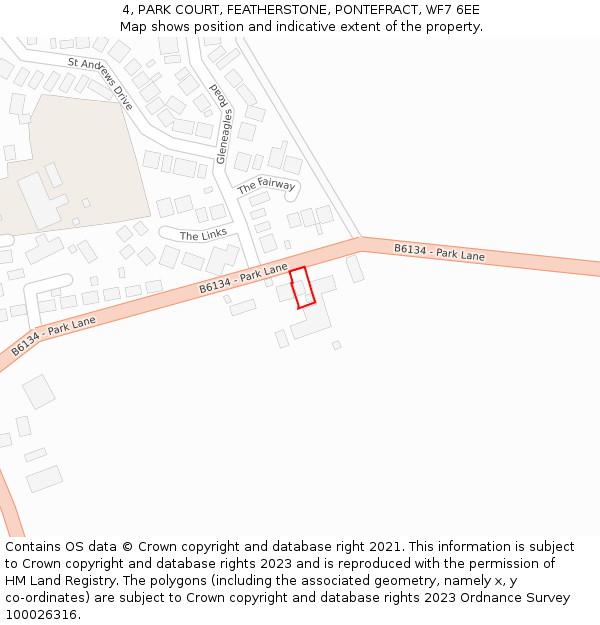 4, PARK COURT, FEATHERSTONE, PONTEFRACT, WF7 6EE: Location map and indicative extent of plot