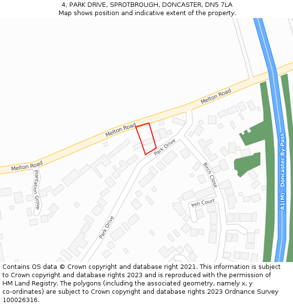 4, PARK DRIVE, SPROTBROUGH, DONCASTER, DN5 7LA: Location map and indicative extent of plot