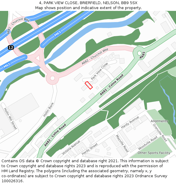 4, PARK VIEW CLOSE, BRIERFIELD, NELSON, BB9 5SX: Location map and indicative extent of plot