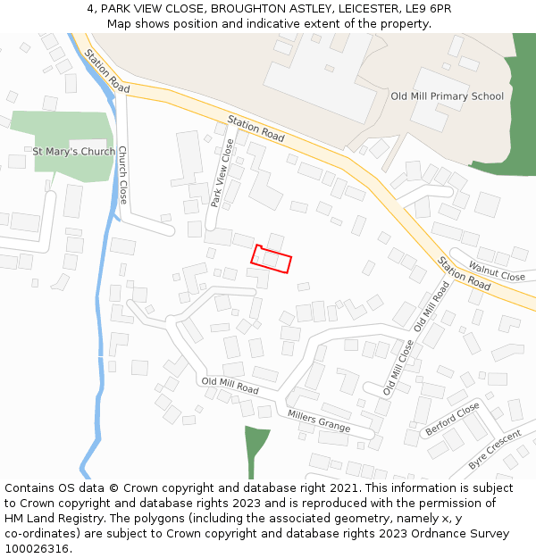 4, PARK VIEW CLOSE, BROUGHTON ASTLEY, LEICESTER, LE9 6PR: Location map and indicative extent of plot