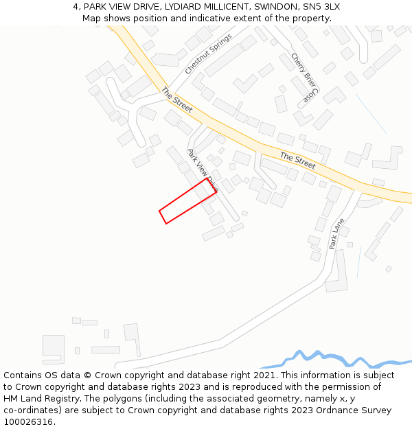 4, PARK VIEW DRIVE, LYDIARD MILLICENT, SWINDON, SN5 3LX: Location map and indicative extent of plot