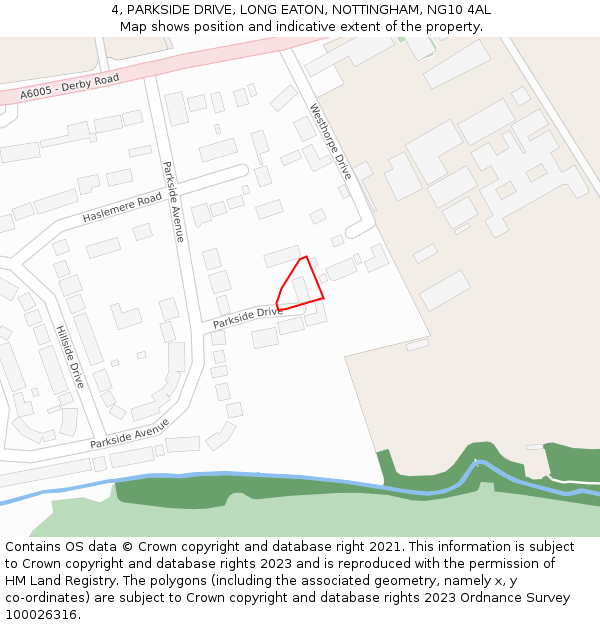 4, PARKSIDE DRIVE, LONG EATON, NOTTINGHAM, NG10 4AL: Location map and indicative extent of plot