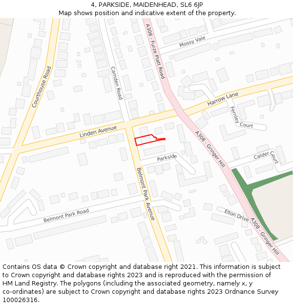 4, PARKSIDE, MAIDENHEAD, SL6 6JP: Location map and indicative extent of plot