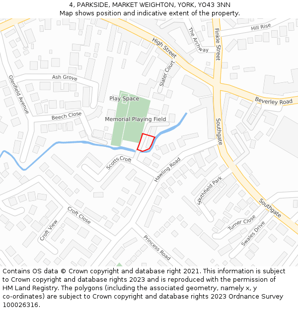 4, PARKSIDE, MARKET WEIGHTON, YORK, YO43 3NN: Location map and indicative extent of plot