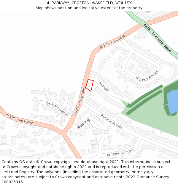4, PARKWAY, CROFTON, WAKEFIELD, WF4 1SX: Location map and indicative extent of plot