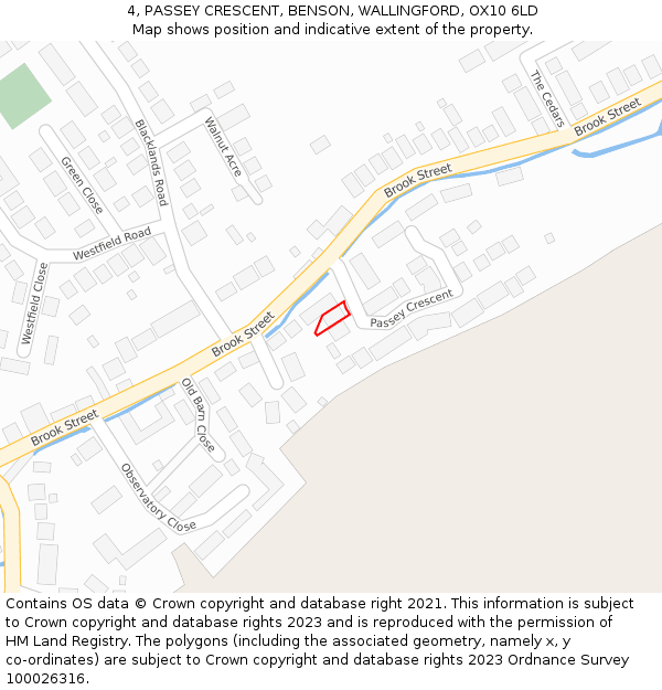 4, PASSEY CRESCENT, BENSON, WALLINGFORD, OX10 6LD: Location map and indicative extent of plot