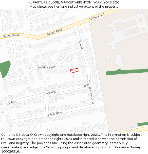 4, PASTURE CLOSE, MARKET WEIGHTON, YORK, YO43 3QQ: Location map and indicative extent of plot