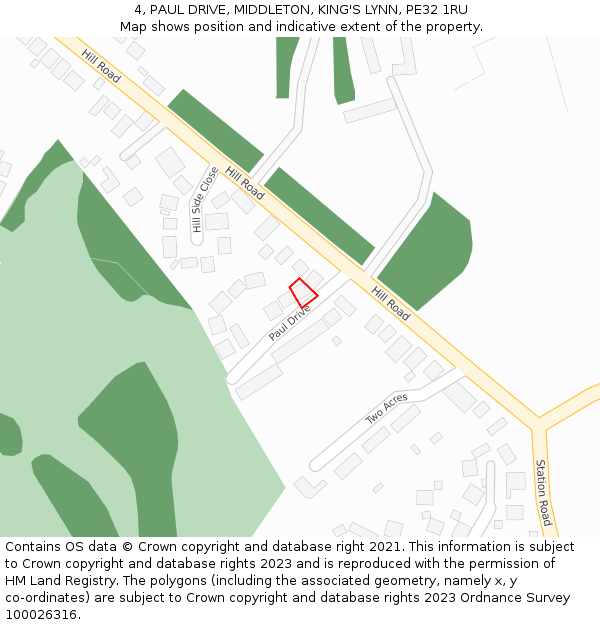 4, PAUL DRIVE, MIDDLETON, KING'S LYNN, PE32 1RU: Location map and indicative extent of plot