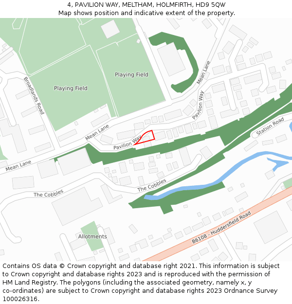 4, PAVILION WAY, MELTHAM, HOLMFIRTH, HD9 5QW: Location map and indicative extent of plot