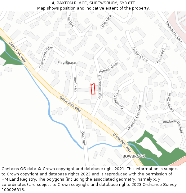 4, PAXTON PLACE, SHREWSBURY, SY3 8TT: Location map and indicative extent of plot