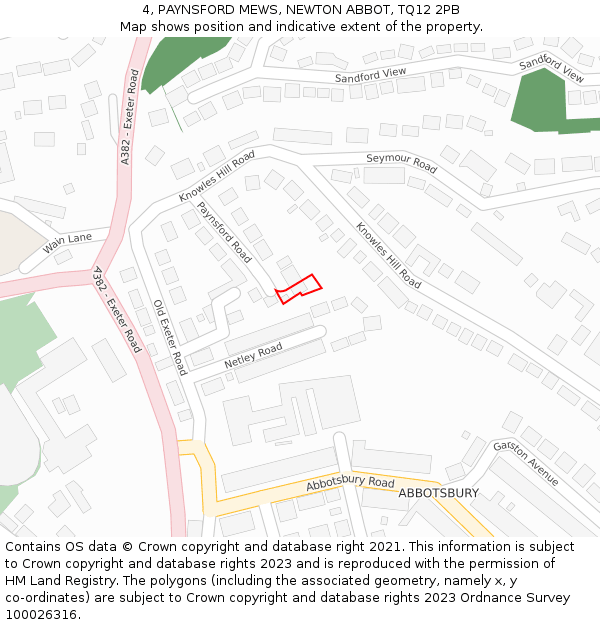 4, PAYNSFORD MEWS, NEWTON ABBOT, TQ12 2PB: Location map and indicative extent of plot