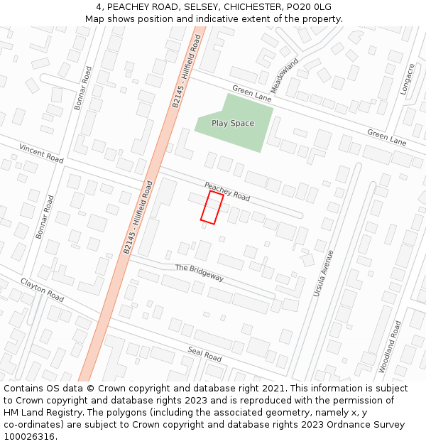 4, PEACHEY ROAD, SELSEY, CHICHESTER, PO20 0LG: Location map and indicative extent of plot