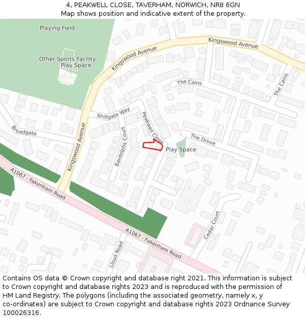 4, PEAKWELL CLOSE, TAVERHAM, NORWICH, NR8 6GN: Location map and indicative extent of plot