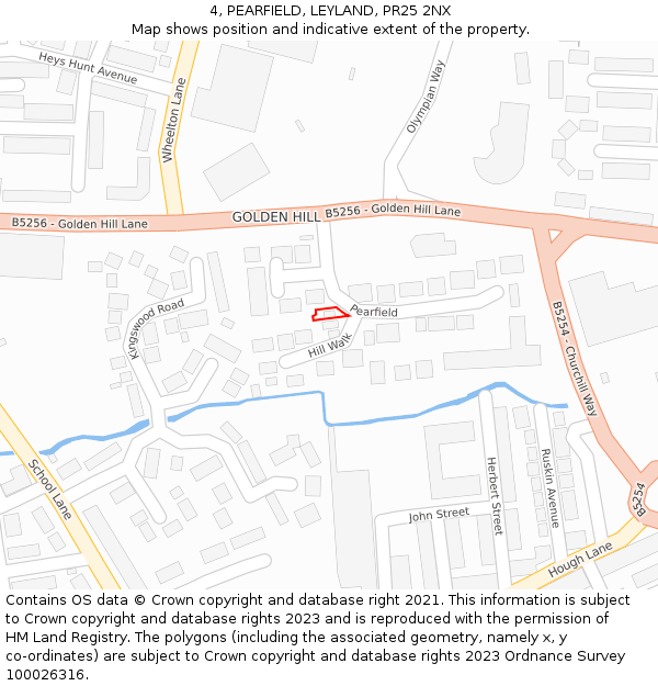 4, PEARFIELD, LEYLAND, PR25 2NX: Location map and indicative extent of plot