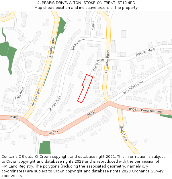4, PEARIS DRIVE, ALTON, STOKE-ON-TRENT, ST10 4PD: Location map and indicative extent of plot