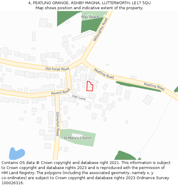 4, PEATLING GRANGE, ASHBY MAGNA, LUTTERWORTH, LE17 5QU: Location map and indicative extent of plot