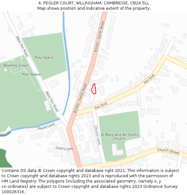 4, PEGLER COURT, WILLINGHAM, CAMBRIDGE, CB24 5LL: Location map and indicative extent of plot