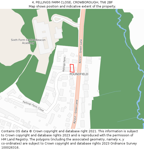 4, PELLINGS FARM CLOSE, CROWBOROUGH, TN6 2BF: Location map and indicative extent of plot