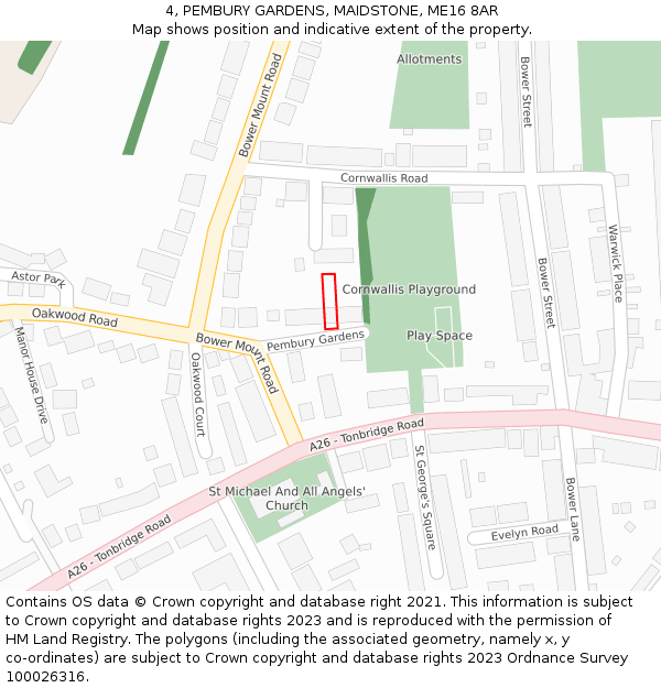 4, PEMBURY GARDENS, MAIDSTONE, ME16 8AR: Location map and indicative extent of plot