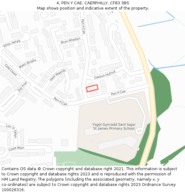 4, PEN Y CAE, CAERPHILLY, CF83 3BS: Location map and indicative extent of plot