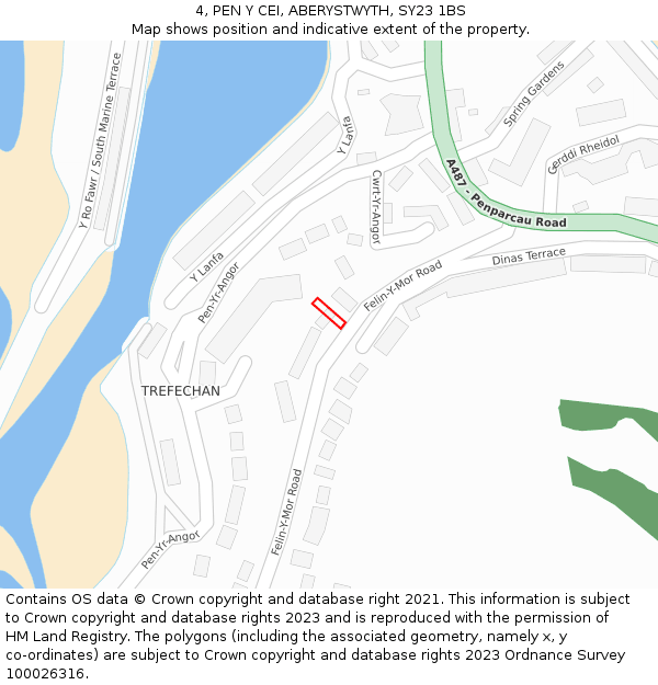 4, PEN Y CEI, ABERYSTWYTH, SY23 1BS: Location map and indicative extent of plot