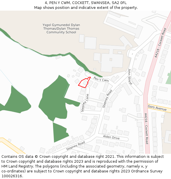 4, PEN Y CWM, COCKETT, SWANSEA, SA2 0FL: Location map and indicative extent of plot