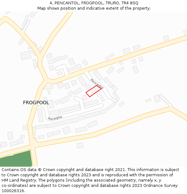 4, PENCANTOL, FROGPOOL, TRURO, TR4 8SQ: Location map and indicative extent of plot