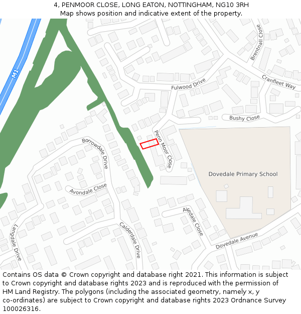 4, PENMOOR CLOSE, LONG EATON, NOTTINGHAM, NG10 3RH: Location map and indicative extent of plot