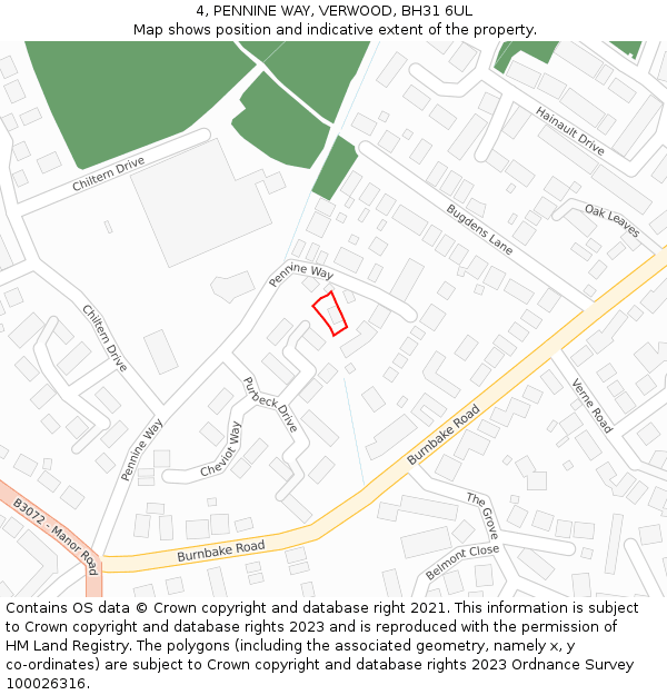 4, PENNINE WAY, VERWOOD, BH31 6UL: Location map and indicative extent of plot