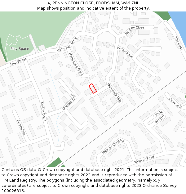 4, PENNINGTON CLOSE, FRODSHAM, WA6 7NL: Location map and indicative extent of plot