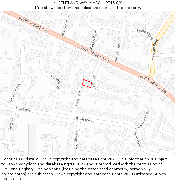 4, PENTLAND WAY, MARCH, PE15 8JX: Location map and indicative extent of plot