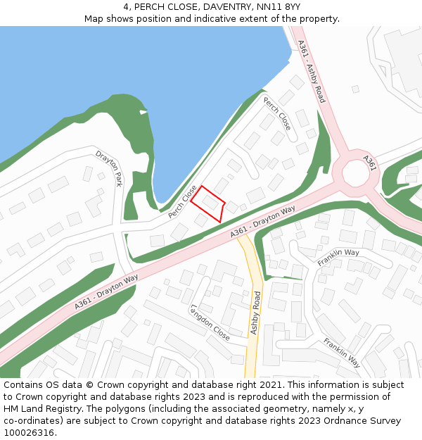 4, PERCH CLOSE, DAVENTRY, NN11 8YY: Location map and indicative extent of plot