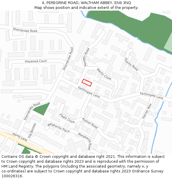 4, PEREGRINE ROAD, WALTHAM ABBEY, EN9 3NQ: Location map and indicative extent of plot