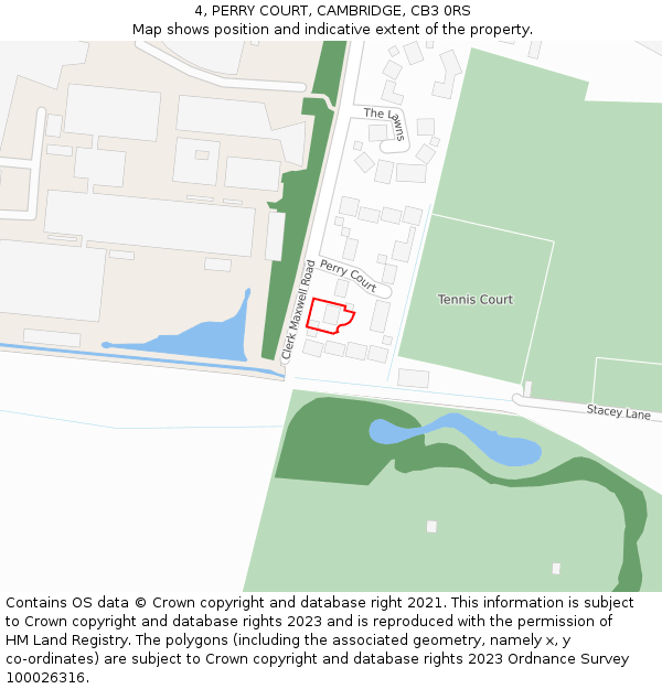 4, PERRY COURT, CAMBRIDGE, CB3 0RS: Location map and indicative extent of plot