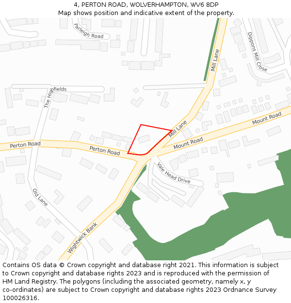 4, PERTON ROAD, WOLVERHAMPTON, WV6 8DP: Location map and indicative extent of plot