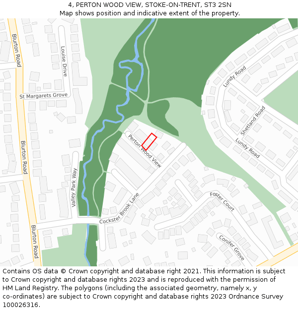 4, PERTON WOOD VIEW, STOKE-ON-TRENT, ST3 2SN: Location map and indicative extent of plot