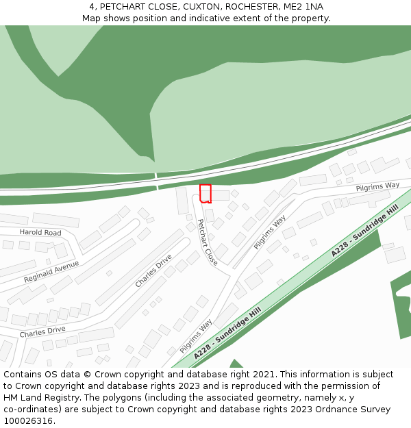 4, PETCHART CLOSE, CUXTON, ROCHESTER, ME2 1NA: Location map and indicative extent of plot