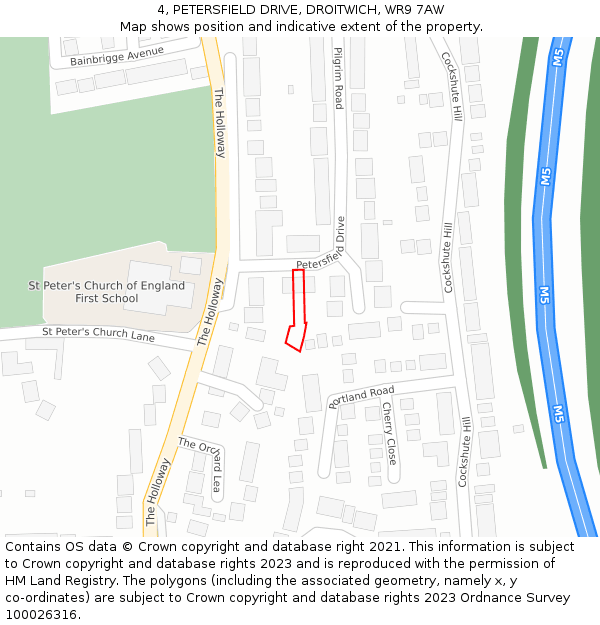 4, PETERSFIELD DRIVE, DROITWICH, WR9 7AW: Location map and indicative extent of plot