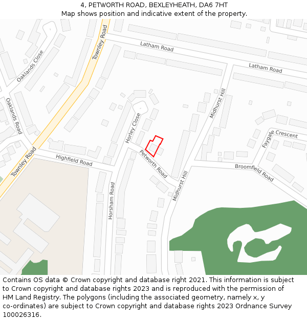 4, PETWORTH ROAD, BEXLEYHEATH, DA6 7HT: Location map and indicative extent of plot