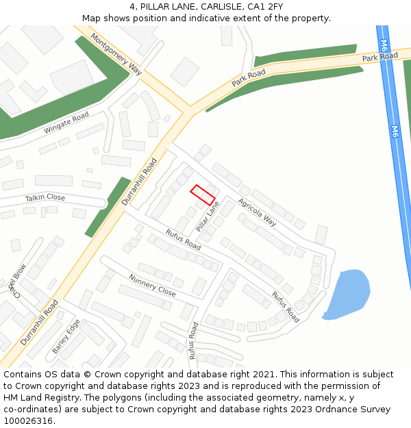 4, PILLAR LANE, CARLISLE, CA1 2FY: Location map and indicative extent of plot