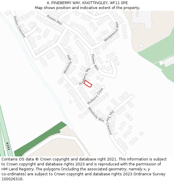 4, PINEBERRY WAY, KNOTTINGLEY, WF11 0PE: Location map and indicative extent of plot