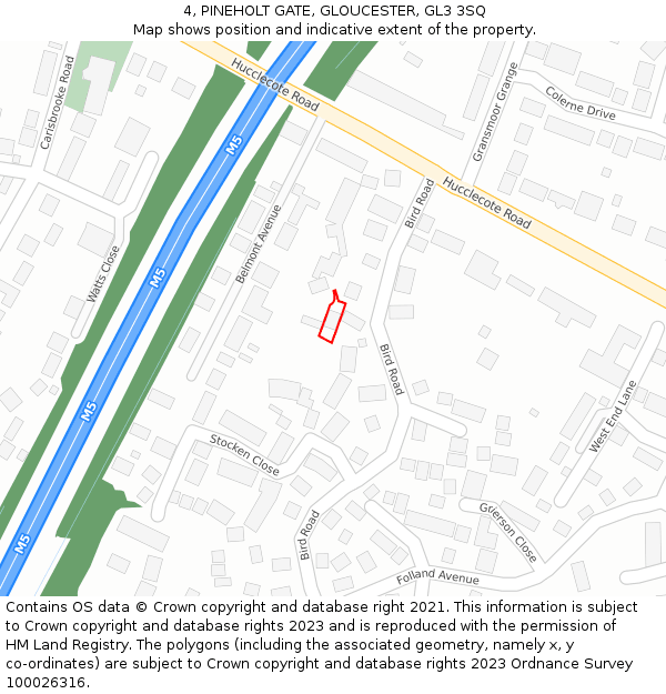 4, PINEHOLT GATE, GLOUCESTER, GL3 3SQ: Location map and indicative extent of plot