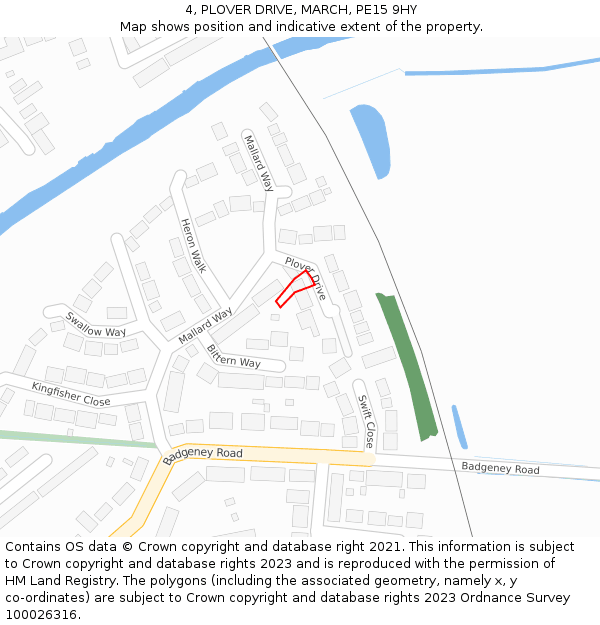 4, PLOVER DRIVE, MARCH, PE15 9HY: Location map and indicative extent of plot