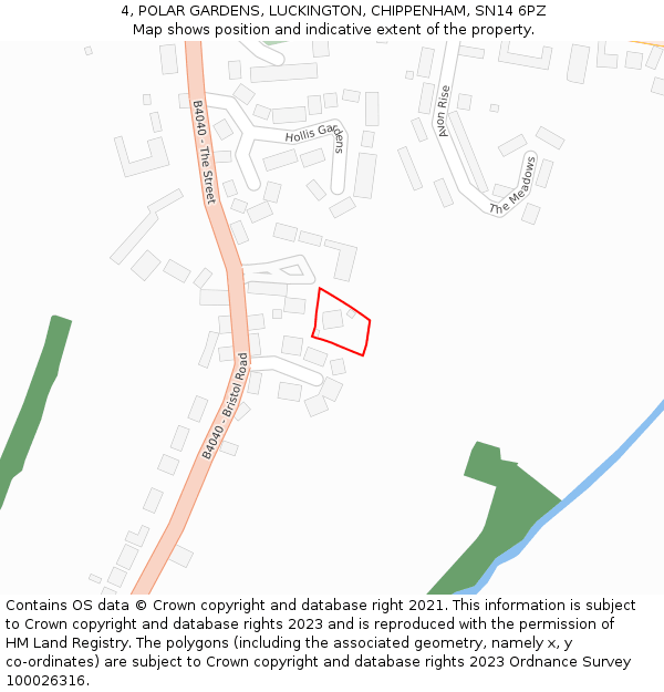 4, POLAR GARDENS, LUCKINGTON, CHIPPENHAM, SN14 6PZ: Location map and indicative extent of plot