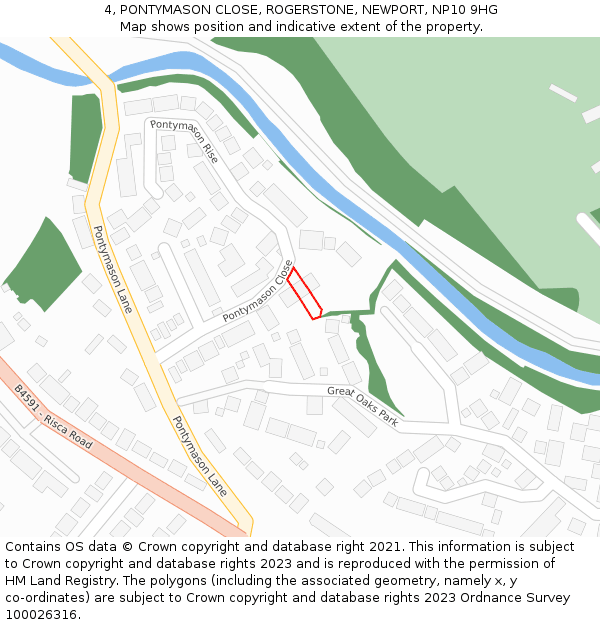4, PONTYMASON CLOSE, ROGERSTONE, NEWPORT, NP10 9HG: Location map and indicative extent of plot