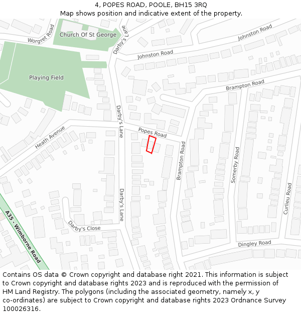 4, POPES ROAD, POOLE, BH15 3RQ: Location map and indicative extent of plot