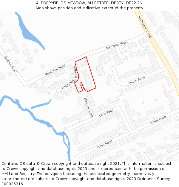 4, POPPYFIELDS MEADOW, ALLESTREE, DERBY, DE22 2NJ: Location map and indicative extent of plot