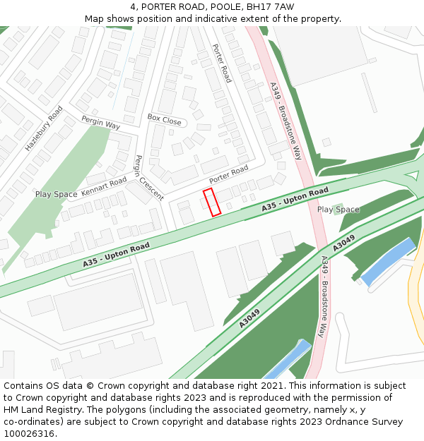 4, PORTER ROAD, POOLE, BH17 7AW: Location map and indicative extent of plot