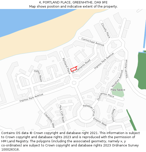 4, PORTLAND PLACE, GREENHITHE, DA9 9FE: Location map and indicative extent of plot