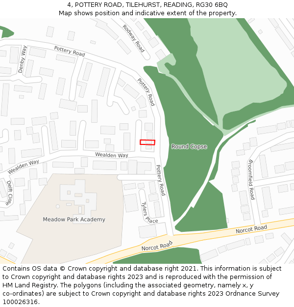 4, POTTERY ROAD, TILEHURST, READING, RG30 6BQ: Location map and indicative extent of plot